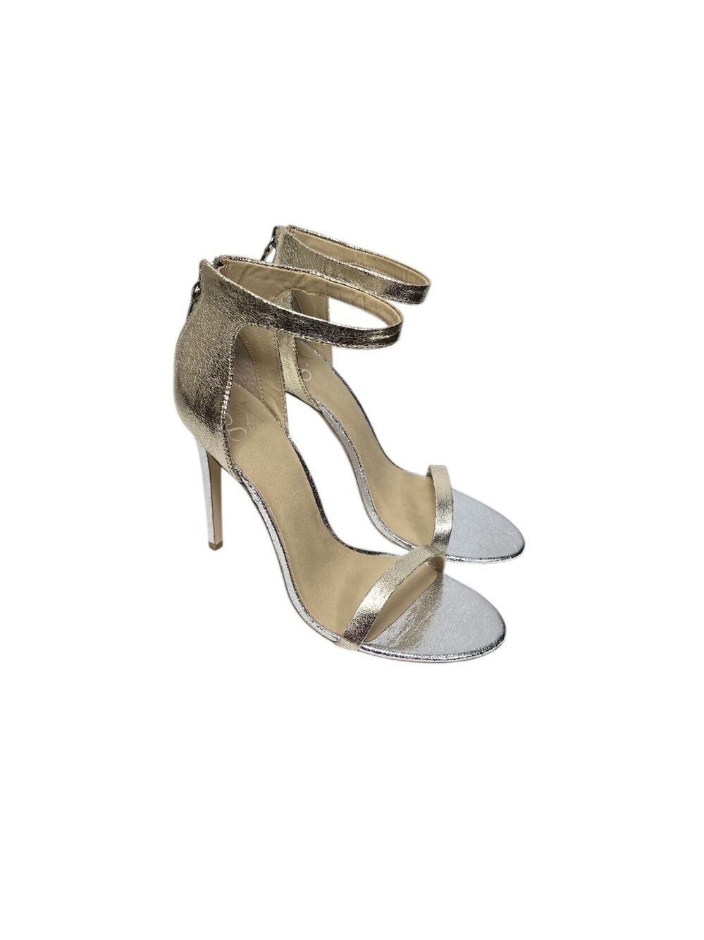 GX By Gwen Stefani Observe Gold Silver Metallic Open Toe High Heels 9